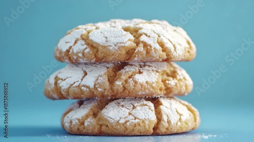 Wallpaper Mural Three cookies with powdered sugar on top stacked together on a table. Torontodigital.ca