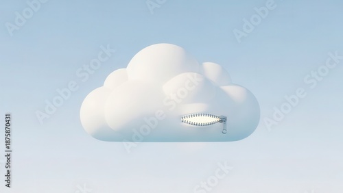 A minimalist cloud with a zipper running along its bottom edge allowing it to open slightly.