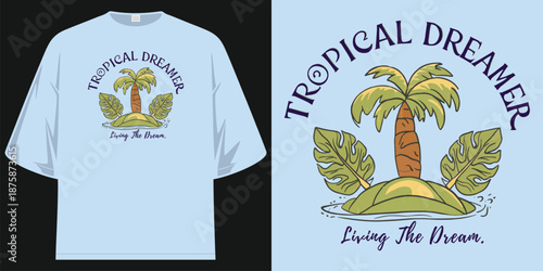 retro vintage tropical dreamer island beach summer vacation graphic illustration vector t shirt design vector illustration artwork
