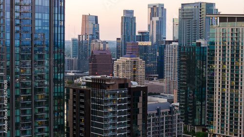 Obraz na płótnie The Skyline of Austin Texas as Seen from an Aerial Perspective