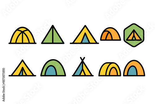 Camping, outdoors linear icon set. Adventure, nature, hiking icons linear collection