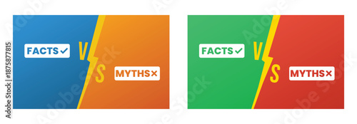Educational facts versus myths comparison layout for critical thinking