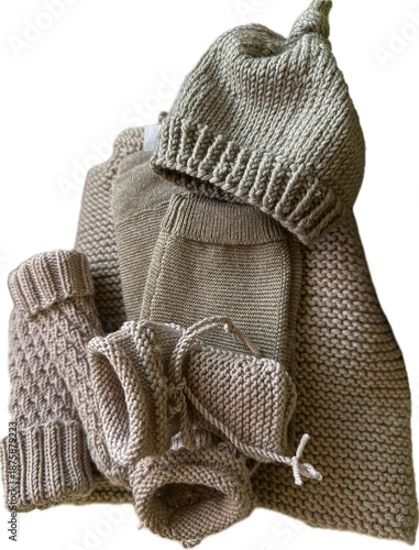 knitted Baby cap, shoes  and jacket, DIY