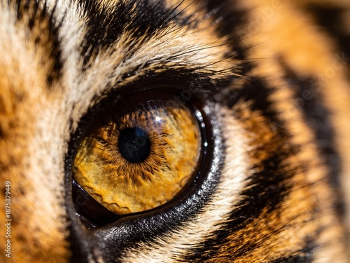 Tiger eye showing power, focus and wild nature.