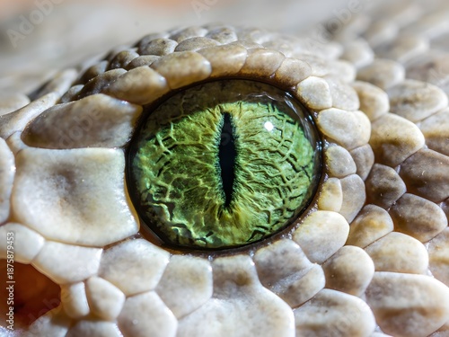 Snake eye with detailed scales and vertical pupil