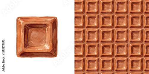 Watercolor-style chocolate pattern illustration／チョコレート