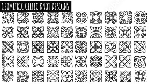 Geometric Celtic Knot Designs: Intricate geometric Celtic knot designs showcase traditional patterns, with each knot a testament to the rich cultural heritage and symbolic artistry of Celtic art.