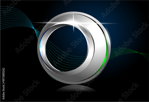 Quantum Ring - Portal to Innovation - Techno Style Design O letter
