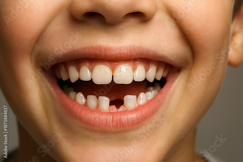 Smiling boy with missing tooth