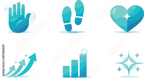 Mindfulness Techniques Infographic. Present-moment infographic-style scene communicating mindfulness techniques, six symbolic