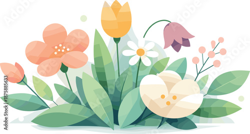 Minimal Modern Bouquet. Minimal floral shapes gathered into a refined modern arrangement, modern flat vector illustration