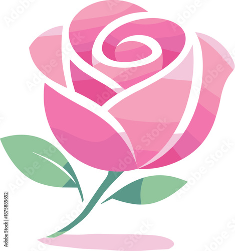 Minimalist Rose Icon. Elegant rose icon drawn with smooth curves and generous white space, modern flat vector illustration