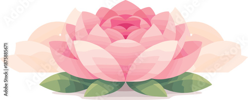 Peony Bloom Symmetry. Minimal peony bloom composed of overlapping petals and calm symmetry, modern flat vector illustration