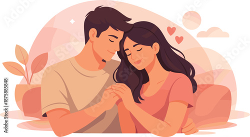 Affectionate Couple Goals. Affectionate couple scene conveyed by closeness, calm gestures, and emotional symmetry, modern flat