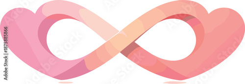 Infinity Heart Design. Minimal heart forms seamlessly merging into an infinity loop with calm symmetry, modern flat vector