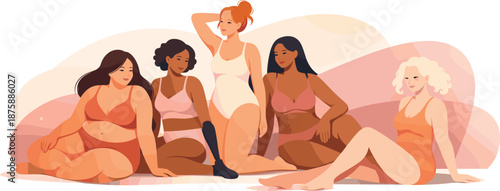 Inclusive Body Positivity. Minimal inclusive composition celebrating natural body diversity through relaxed silhouettes, modern