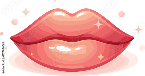 Minimal Lipstick Kiss Icon. Minimal lipstick kiss icon expressed through smooth contours and soft beauty-inspired shine, modern