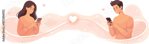 Distant Emotional Connection. Minimal composition illustrating emotional connection across distance using symbolic lines and calm