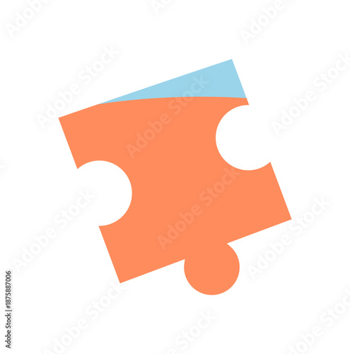 Flat silhouette of a jigsaw puzzle piece. Isolated design of a single tile for hobby games on table. Simple toy shape for kids and boardgame activities, graphic style.