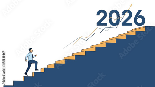 Strategic ascent towards 2026 goals, depicting future progress and professional growth visualization