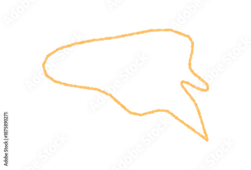 Hand drawn wavy chalk speech bubble forms a unique outline. Orange shape suggests chat or conversation and serves as a message or comment graphic for talk in playful, creative context.