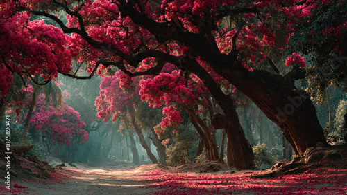 red-leafed trees in the forest