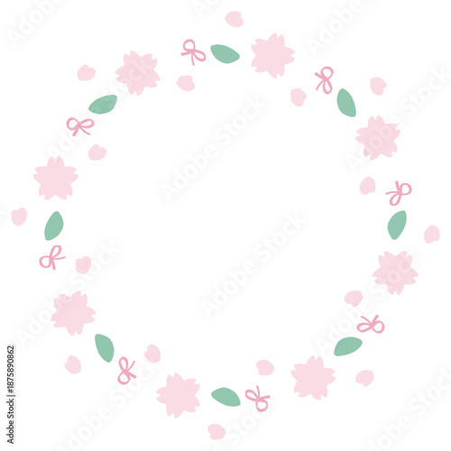 ふんわり春色 卒園・入園ガーランド＆リースシリーズ｜桜の花リース素材
Soft Spring Pastel Graduation & Entrance Garland Series – Cherry Blossom Wreath