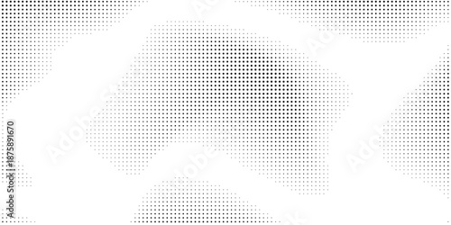 Grunge halftone gradient background. Faded grit noise texture. White and black sand wallpaper. Retro pixelated backdrop. Anime or manga style comic overlay. Vector graphic design textured template