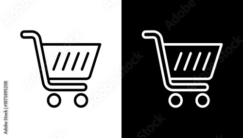 Shopping Cart White Icon Set Vector 