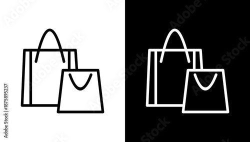 Shopping Bag White Icon Set Vector 