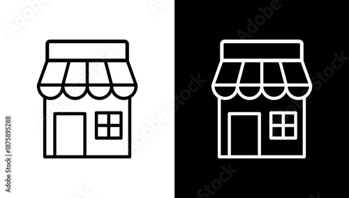 Store White Icon Set Vector 