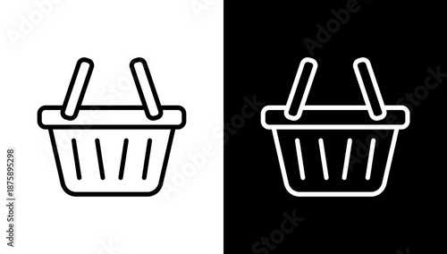 Shopping Basket White Icon Set Vector 