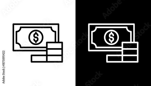 Money White Icon Set Vector 