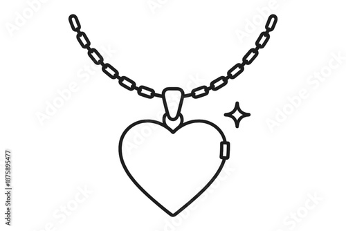 Heart Pendant Icons. Line style icons of Heart Pendant Keep: necklace arc, locket heart, chain stretch, hinge hint, shimmer point,