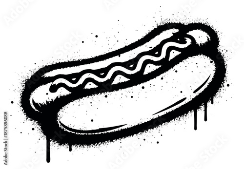 Graffiti style illustration of a hot dog depicting mustard for fast food design