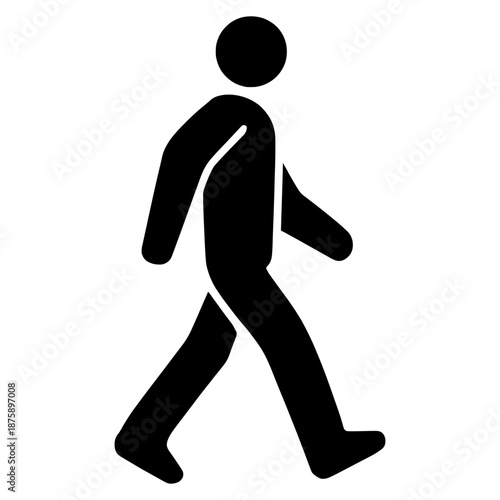 Walking man figure in simple design on a white background