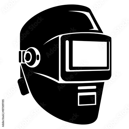 Welding mask shown in black color with clear visor design
