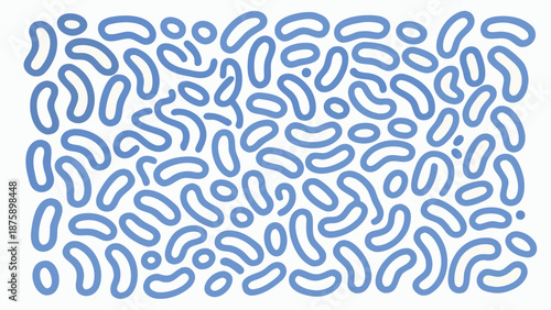 Playful background with uniform light blue line art pattern on white