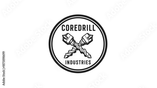 Black and White Drill Bit Logo Design.