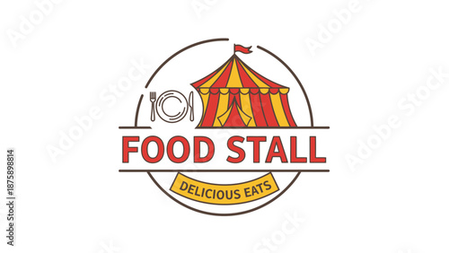 Food Stall Logo with Tent Illustration.