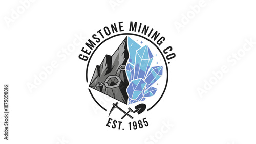 Gemstone Mining Company Logo Design Element.