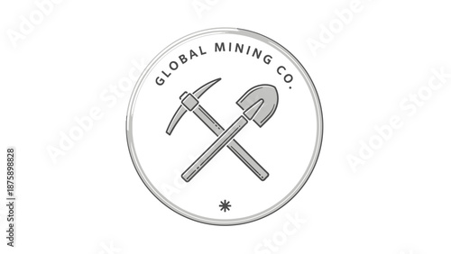 Global Mining Company Logo with Tools.