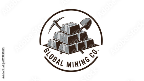 Global Mining Company Logo with Gold Bars.