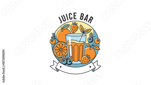 Juice Bar Logo with Fresh Fruits.