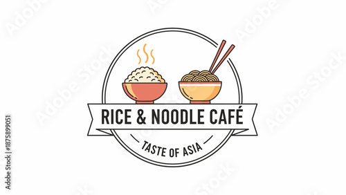 Rice and Noodle Cafe Logo Design.
