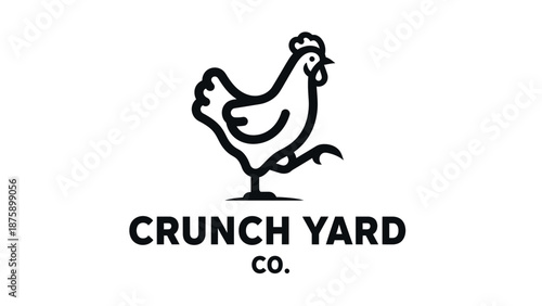 Simple black and white chicken logo design.