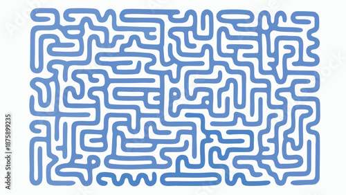 Intricate blue maze on white background seamless pattern vector illustration puzzle design element