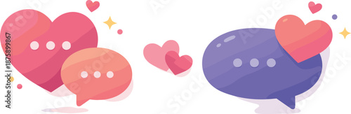 Romantic Chat Bubbles. Abstract conversation bubbles expressing affection through shape and spacing, modern flat vector