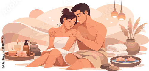Wellness Romance Scene. Serene intimate moment captured through stillness, closeness, and soothing surroundings, modern flat