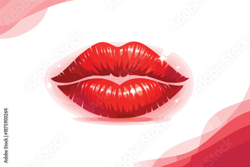 Glamorous Lipstick Impression. Glamorous lipstick kiss impression glowing softly to express beauty and desire, modern flat vector